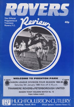 Tranmere Rovers v Peterborough United Match Programme 1985-01-05